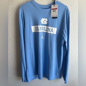 NWT Jordan North Carolina NIKE Blue Long Sleeve Dri Fit T-Shirt - Men’s Large